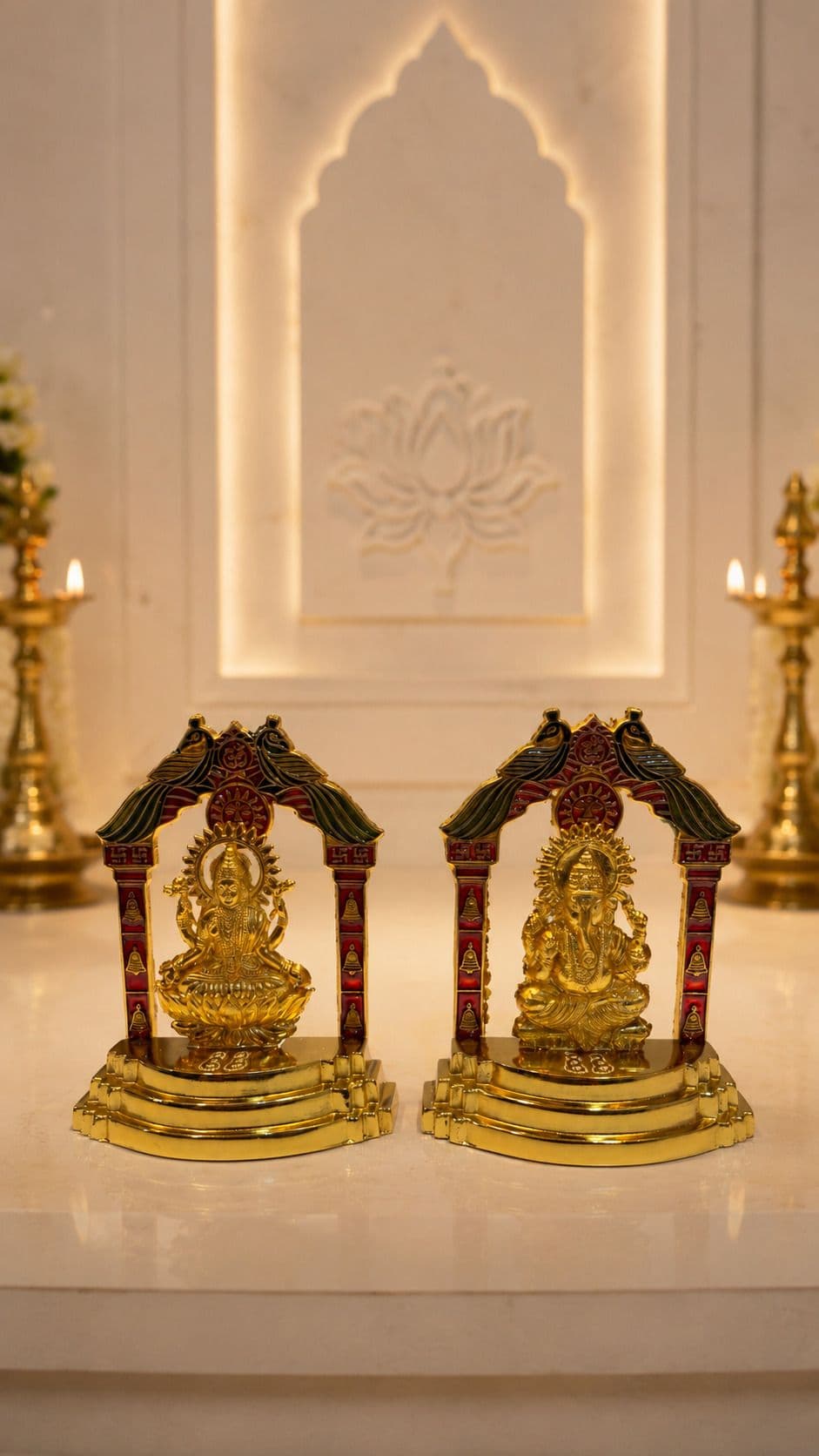 Lakshmi and Ganesh Metal Darbar Idol Set
