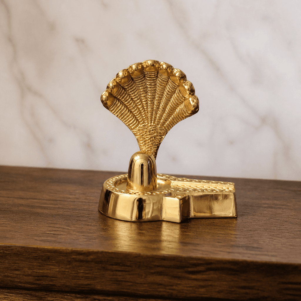 Shivling with Multi-Head Naag Metal Idol 7 cm