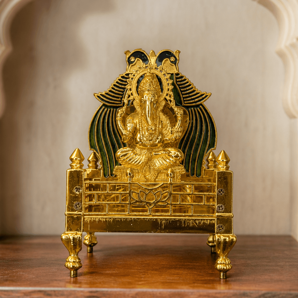 Ganesh Ji Idol with Singhasan - 2 Component Set 16 cm