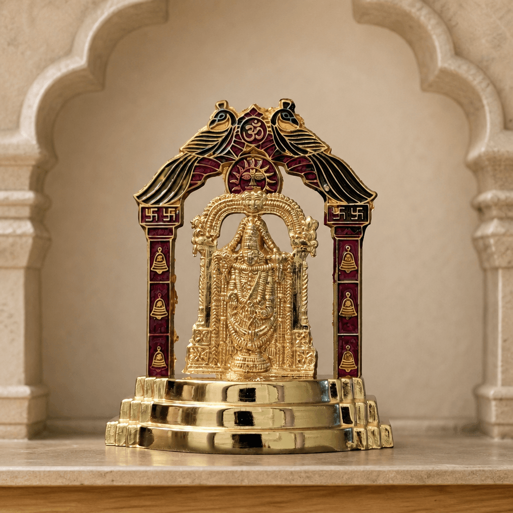 Tirupati Balaji Darbar with Twin-Peacock Arch 10 cm