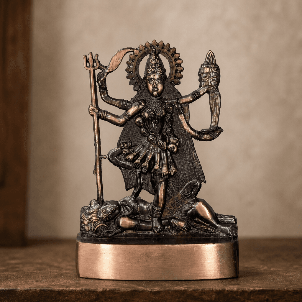 Kali Ji Metal Idol 11 cm in Antique Copper Bronze Tone